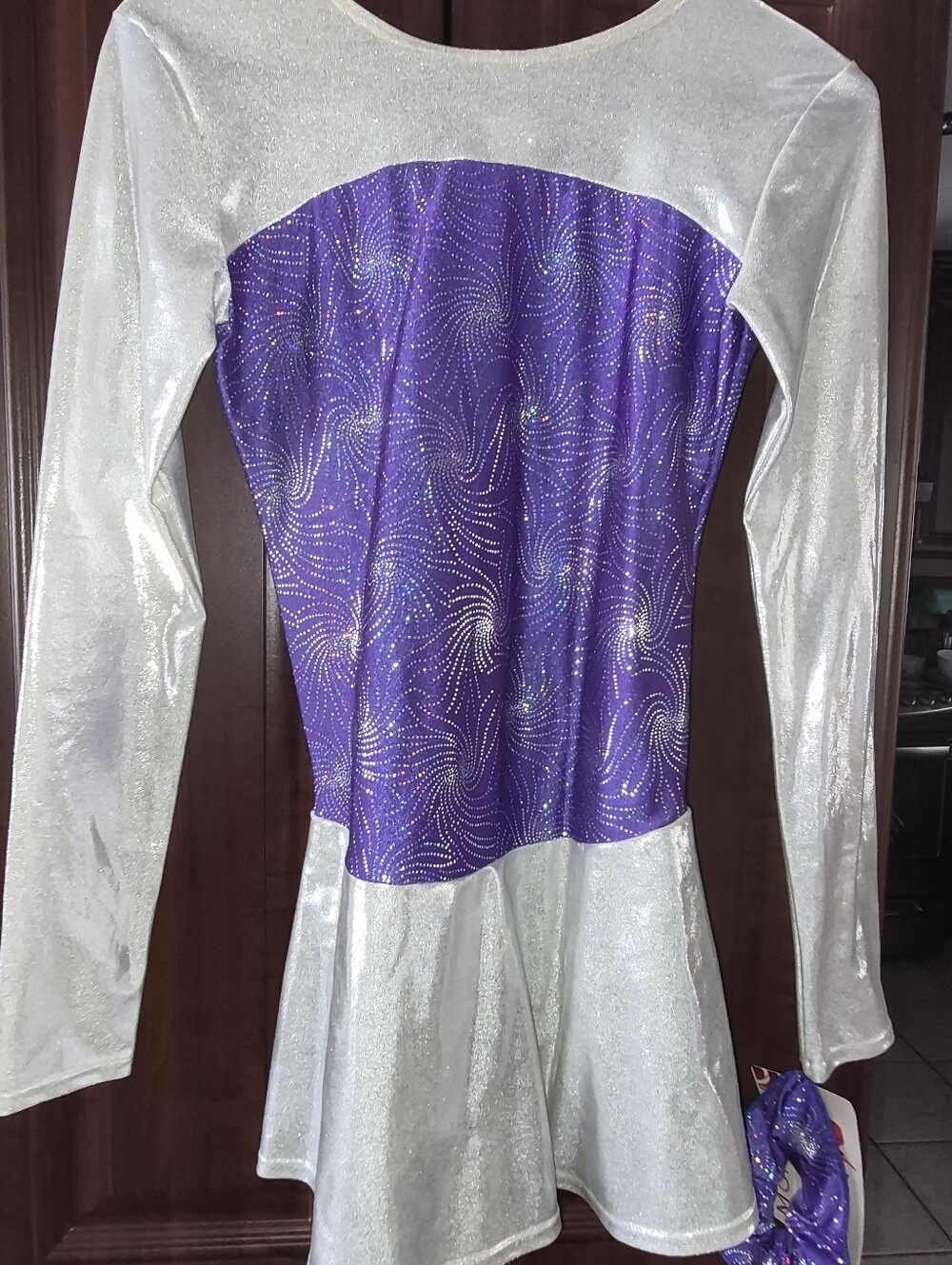 Medium Silver and Purple Sparkle Adult figure Skating Dress Mondor NWT